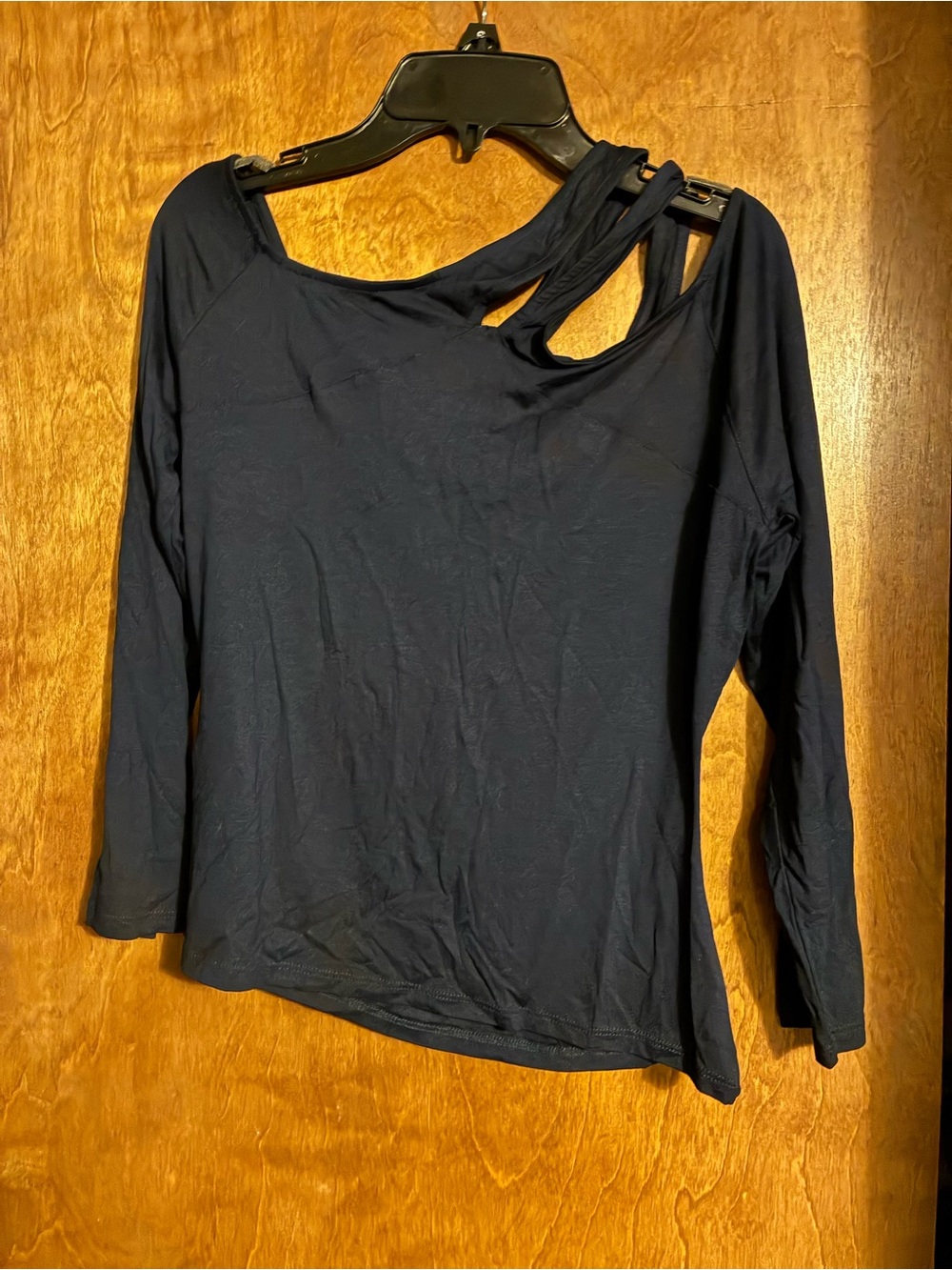Venus Women's Navy Blue Asymmetric Cutout Long-Sleeve Top never worn